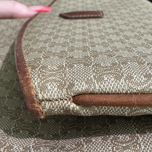 Celine Macadam Shoulder Bag Clutch Beige Brown Leather - Picture 15 of 16